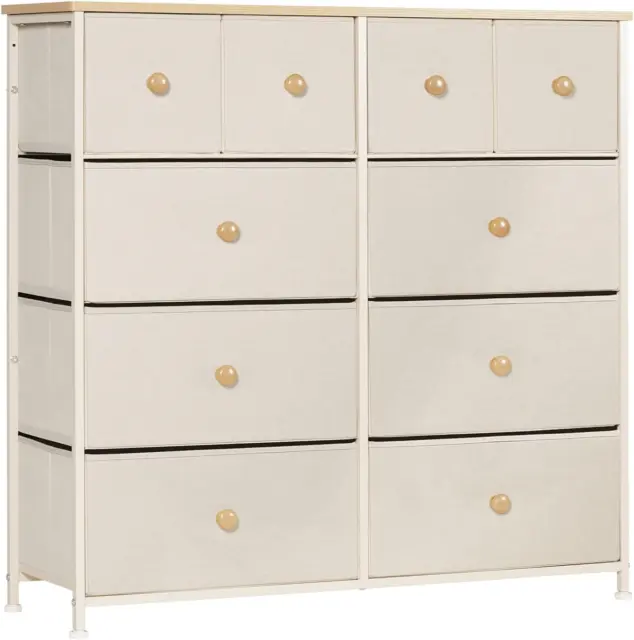 LYNCOHOME Chest of Drawer, Fabric Storage Drawers Easy to Assemble, 10 Drawers