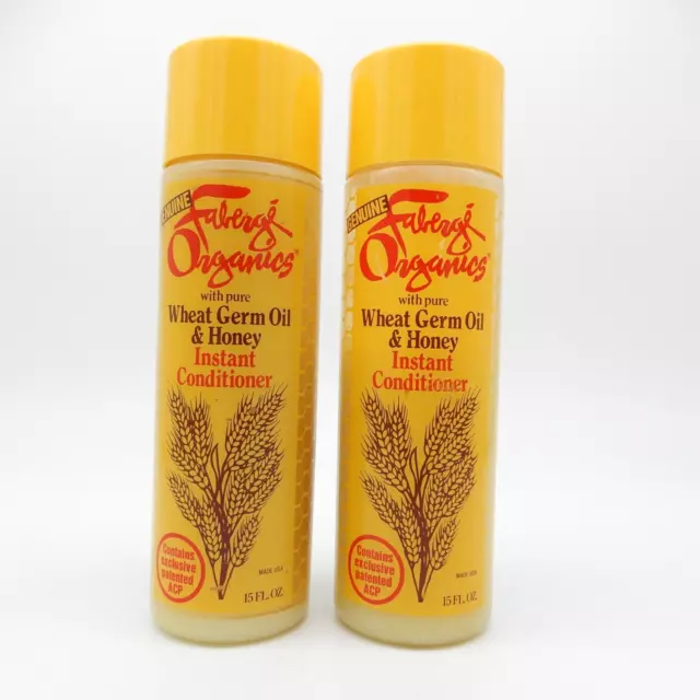 2 Vintage Faberge Organics Instant Conditioner w/Wheat Germ Oil & Honey 15oz
