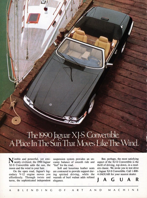 1990 Jaguar XJ-S Convertible, Lovely Magazine Ad, As Removed From USA Car Mag