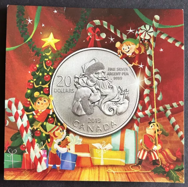 2013 Royal Canadian Mint Canada Christmas Santa 20 Dollar Coin Fine Silver .9999