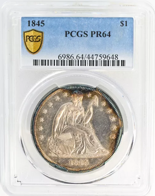 1845 Liberty Seated S$1 Pcgs Pr 64