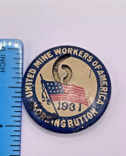 United Mine Workers Of America 1931 Working Button "6" Pin Tab