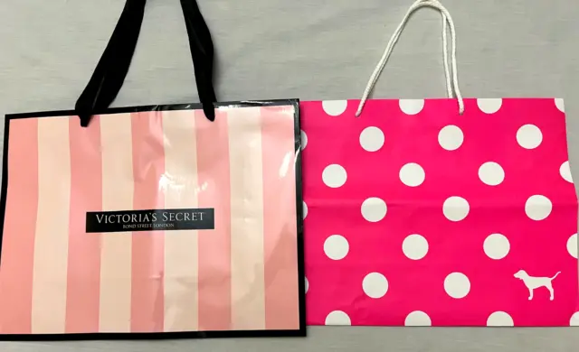 SMALL Victorias Secret VS Pink Striped Gift Shopping Bag 7.5x6x3.5” With  Tissue