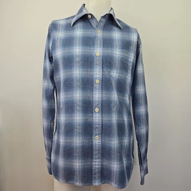 Tom Ford Long Sleeve Button Down Shirt Blue Plaid Men's 40 15-3/4 Single Pocket