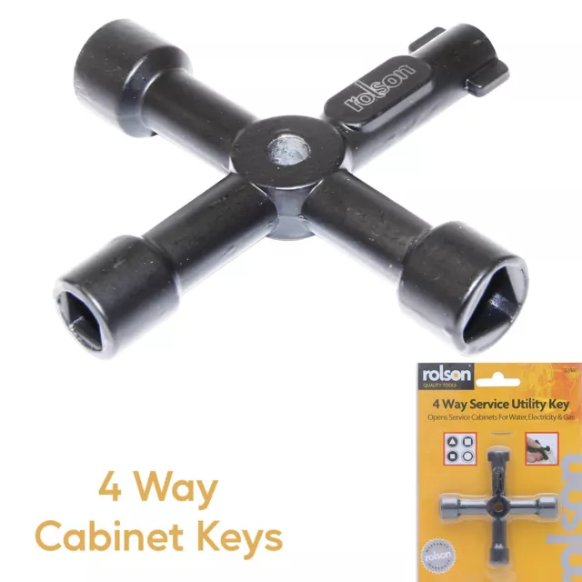 Utility Key 4 in 1 Plumbing Radiator Bleed Gas Meter Water Tap Electric Cabinet