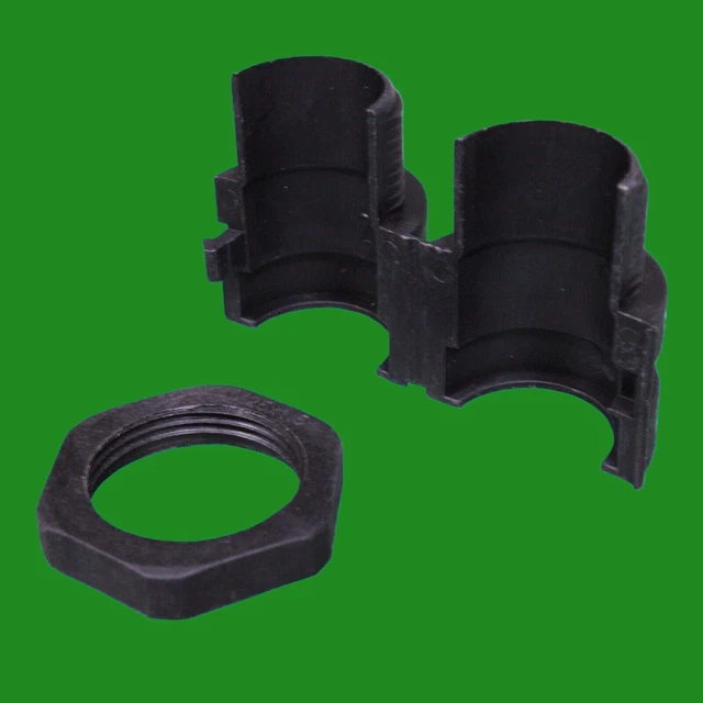 2x Black M20 Plastic Cable Stuffing Locknut Threaded Flexible Conduit Adaptor