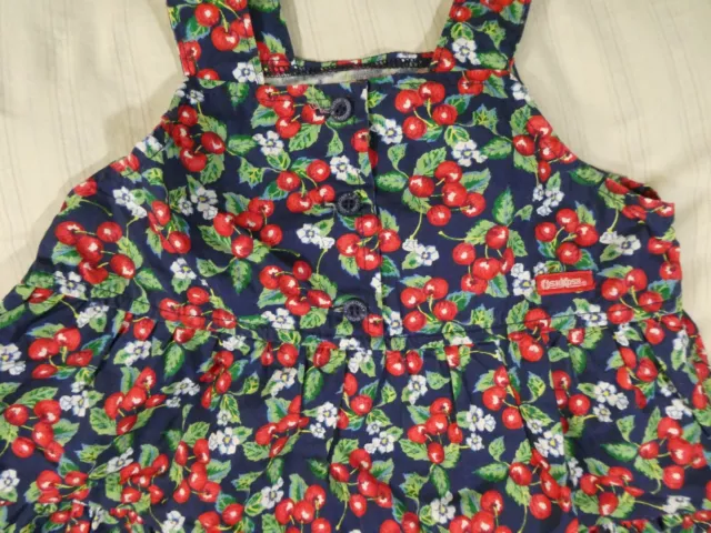 Vintage Oshkosh Bgosh Cherry Allover Print Dress Size 5T 100% Cotton 90s﻿ NEW D3