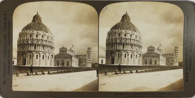 Italien Pisa Baptisterium Und Der -umfang Schiefe, Foto Stereo Vintage Analog