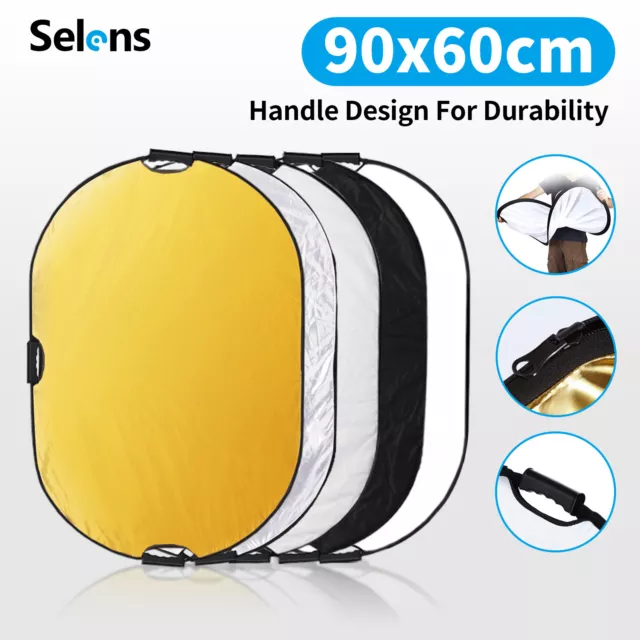 5 in1 90cm Collapsible Light Oval Reflector Photo Studio Photography Handle +Bag