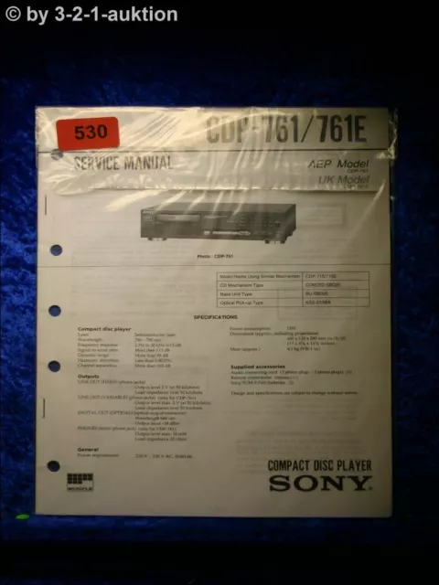 Sony Service Manual CDP 761 / 761E CD Player (#0530)