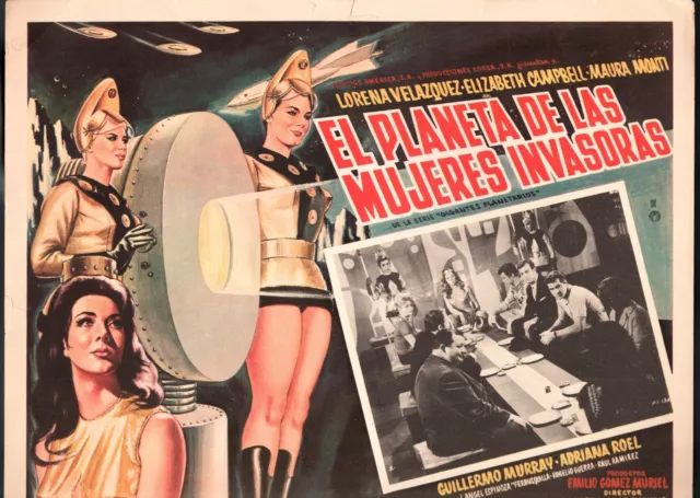 Planet of the Female Invaders 12"x16" Mexican Lobby Card Lorena Velázquez Horror