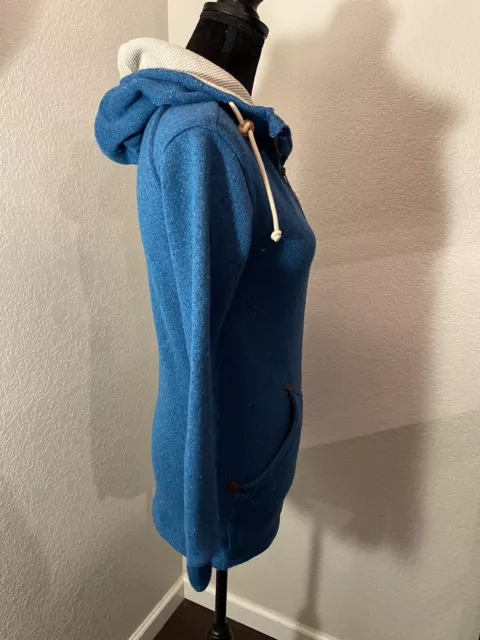 Burton Minxy XS Heather Teal Blue Full Zip Hooded Sweater Knit Fleece Hoodie 2