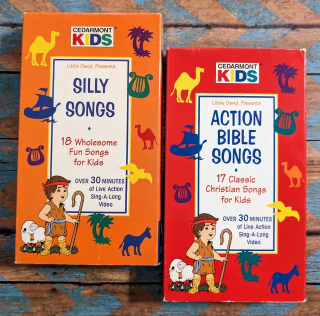 LOT OF 2 Cedarmont Kids VHS Tapes - Action Bible Songs & Silly Songs ...