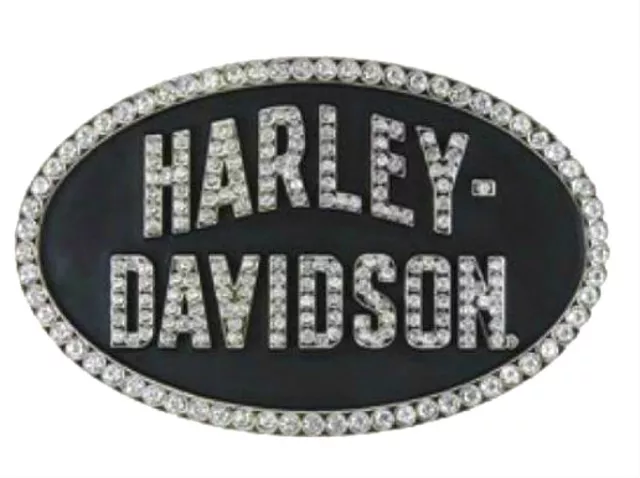 Harley-Davidson® Women's Silver Rhinestone Marquee Black Belt Buckle HDWBU10309