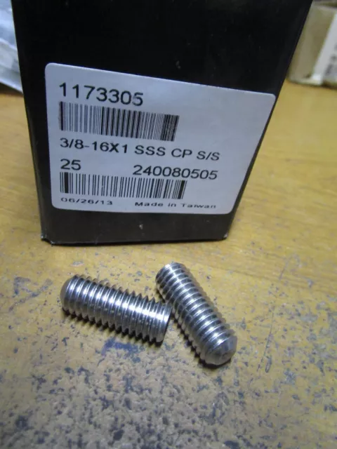 3/8"-16 x 1" Hex Cup Point Grade 18-8 Stainless Steel Socket Set Screw QTY 25