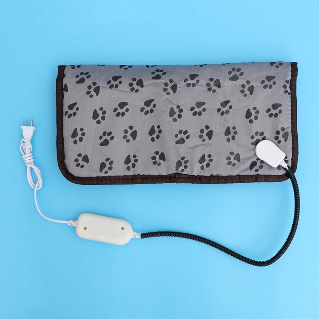Almohadilla térmica para mascotas eléctrico gato perro colchoneta de cama patrón de pata cable resistente a la masticación