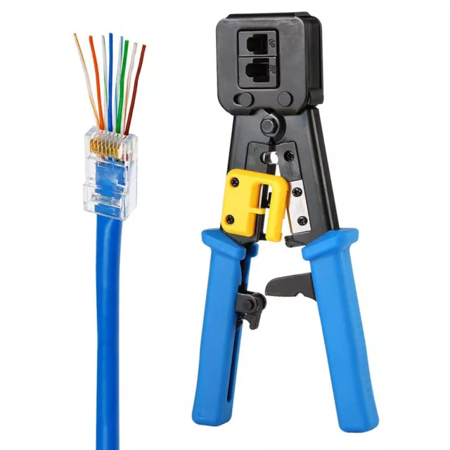 RJ45 Crimp Tool Pass Through Cat5 Cat5e Cat6 Crimping Tool for RJ45/RJ12 Regular