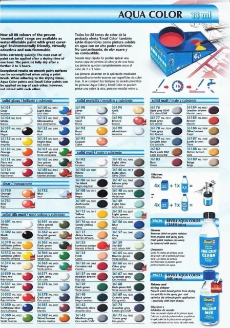 MODEL PAINT 10 X REVELL 18ml AQUA ACRYLIC PAINTS CHOOSE ANY 10 COLOURS