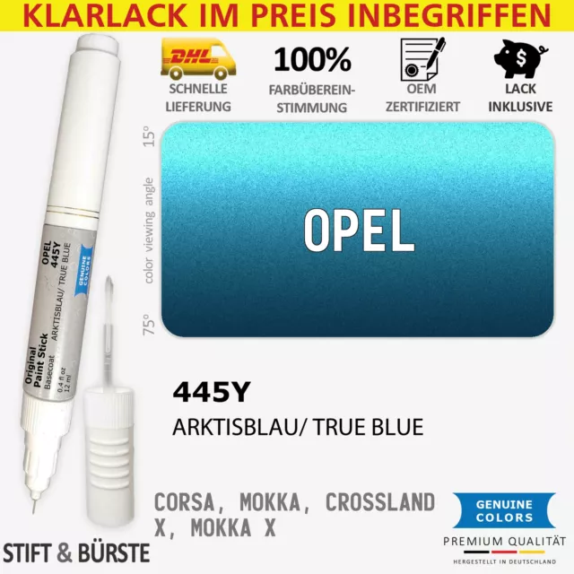 445Y ARKTISBLAU Blau Lackstift für OPEL GDS 22V CORSA MOKKA CROSSLAND X Kratzer