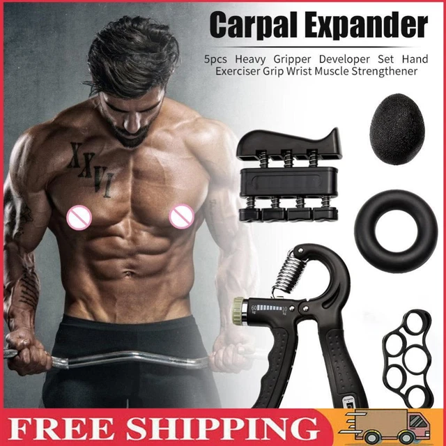 5pcs Heavy Gripper Set Hand Exerciser Grip Wrist Strength Training (Black)