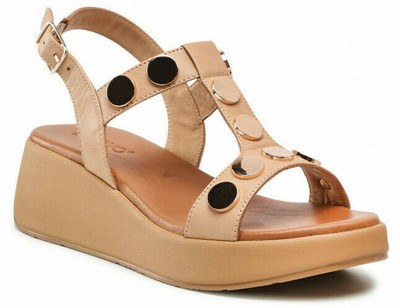 Inuovo INUOVO 774010 SANDALI SCARPE DONNA FIBBIA CINTURINO ALLA CAVIGLIA PELLE ZEPPA 