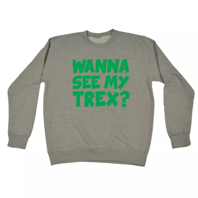 Wanna See My Trex Green - Mens Novelty Funny Top Sweatshirts Jumper Sweatshirt
