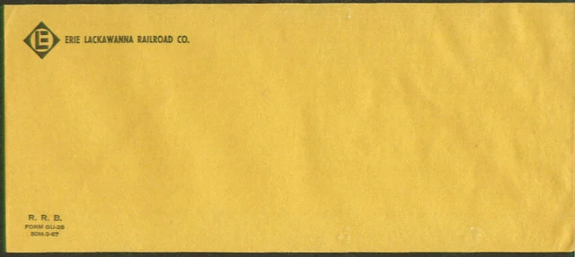 Erie Lackawanna RR 5 x 11 3/8" manila envelope 1967