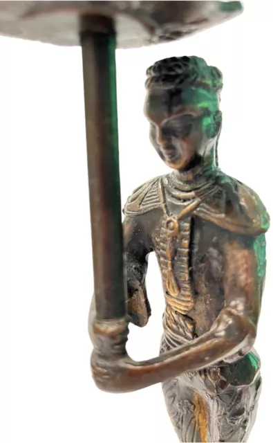 Vintage Cast Bronze Siamese Soldier Candle Holder 11 1/2 In Tall