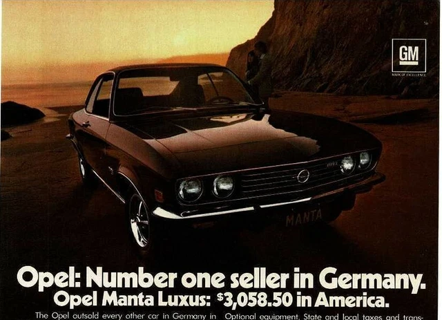 1973 Buick OPEL Manta Luxus red coupe Vintage Print Ad