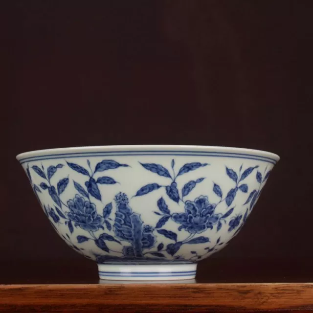 Chinese Blue and White Porcelain Ming Chenghua Flowers Pattern Bowl 5.75 inch