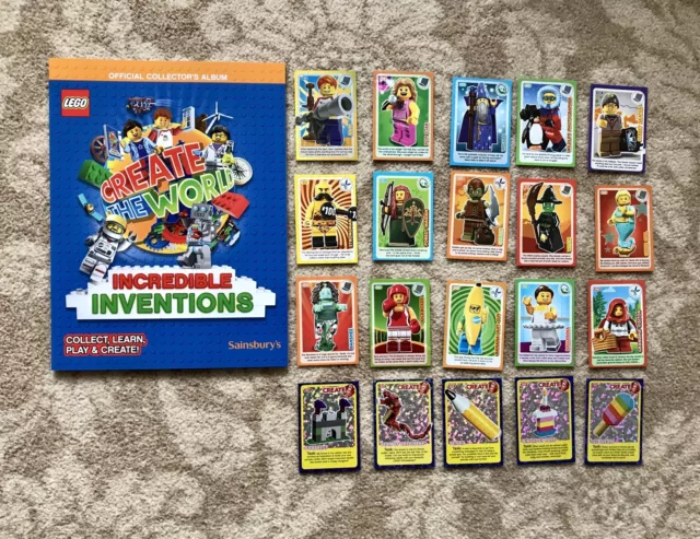 Sainsbury's Lego Official Collector's Album - Create The World - New + 20 Cards