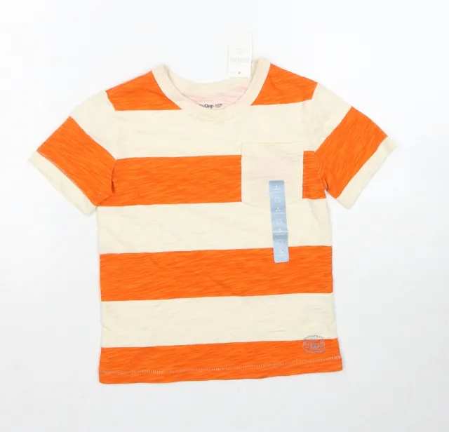 Gap Jungen orange Colourblock Baumwolle Basic T-Shirt Größe 3 Jahre Rundhals Pullove
