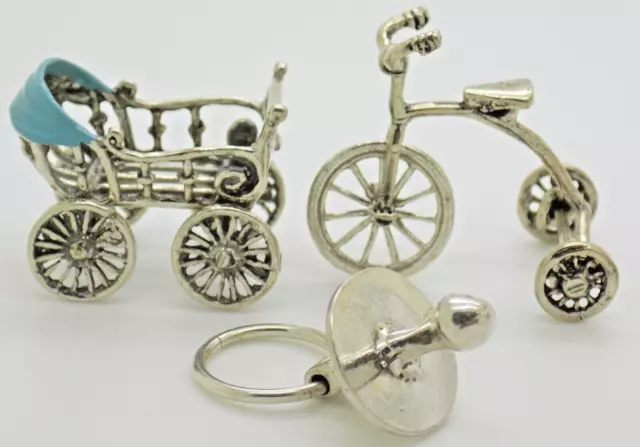 Vintage IN Argento Massiccio Italiano Fatto a Mano " È Ragazzo " Neonato