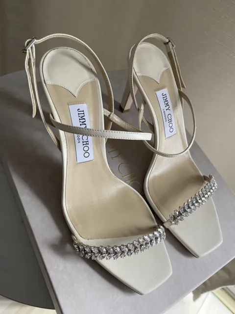 Jimmy Choo Meira 85MM Leather Crystal-Embellished Sandals NEW 39 EU | 9 US