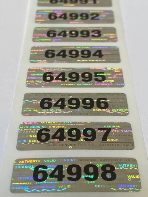 100- Serial Number Security Hologram Labels Stickers-Tamper Proof-1.5 X .50 Inch