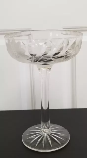 American Brilliant Period CUT GLASS CRYSTAL SMALL FLORAL COMPOTE Dish/Pedestal