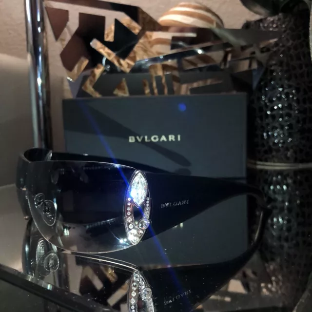 Bvlgari Sunglasses 8026-B Black Swarovski Crystal Limited Edition VERY RARE!