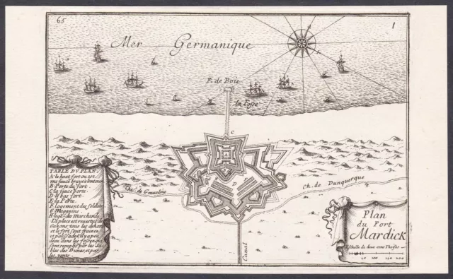 Fort-Mardyck Dunkerque Nord Hauts-de-France Plan gravure Beaulieu 1680