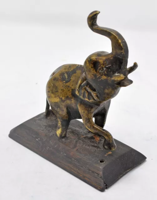 Antique Brass Elephant Figurine Original Old Hand Crafted Engraved