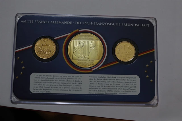 🧭 🇩🇪 Germany France Friendship Pact Cased Coin & Medal Set B62 #212