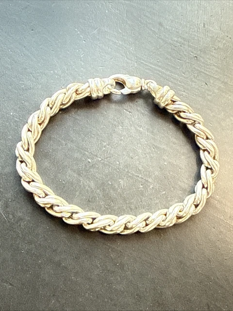 Bracelet Gourmette Homme En Argent 925 Massif Torsadé - Qualité Premium - Neuf Avec étiquettes
