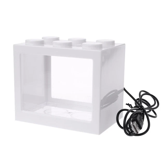 Mini Aquarium USB Fish Tank With LED Lamp Light Betta Cylinder Fish Fighting