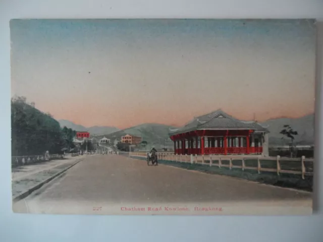 Hong Kong Colour postcard 1910's view of Chatham Rd Kowloon (Extremely Rare)