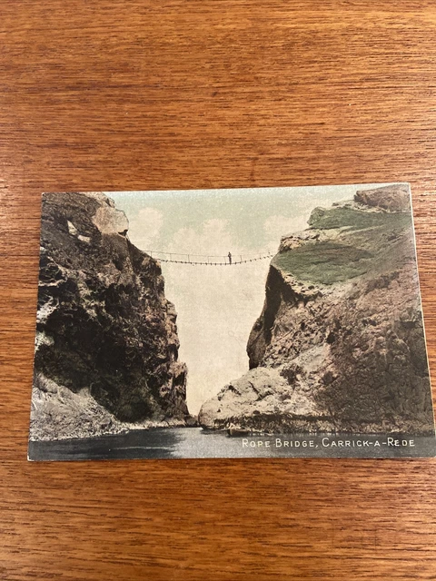Vintage Postcard Antrim,Ireland, Carrick-a-Rede, Rope Bridge Between ,1900s