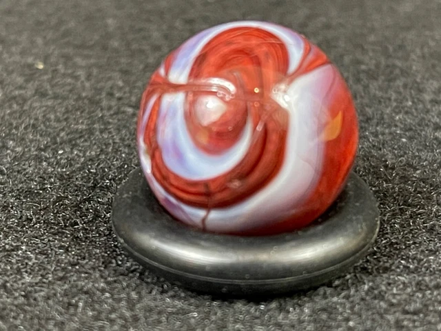 #2 Antique Vtg Nice Large .82" Akro Agate Oxblood Marble EX+ COND w/ DRIZZLE