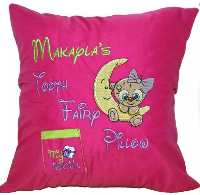 Kids Tooth Fairy Pillow | Personalised | Night Moon Teddy Bear |  1st Name FREE