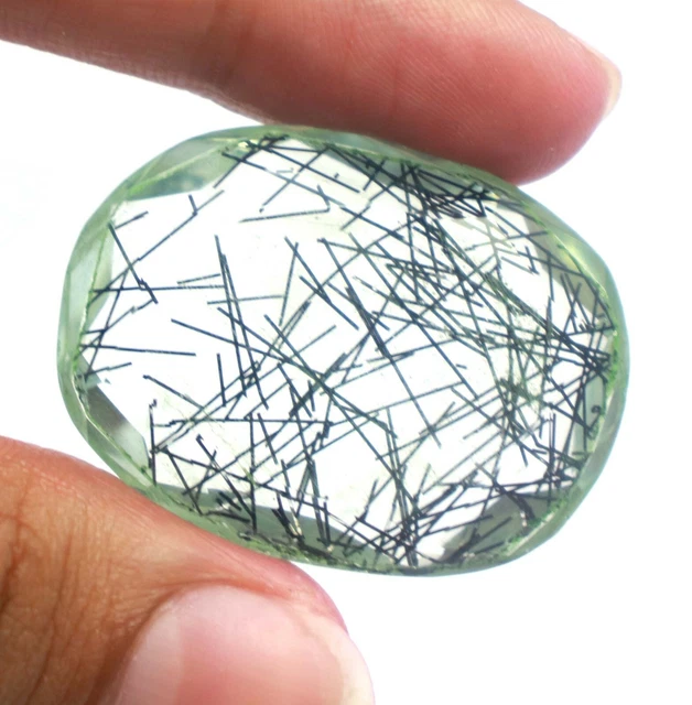 72.35 CT Certifié Noir Rutile Quartz Forme Ovale Pierre Précieuse Hurry Up DE544