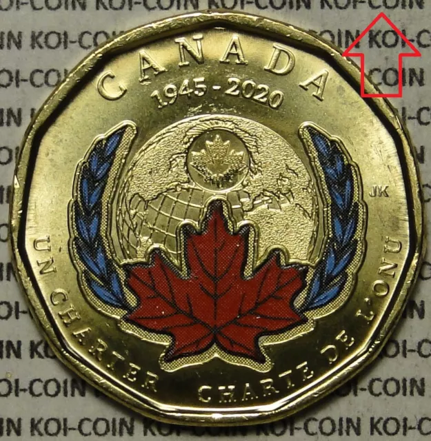 *ERROR*print offset up*BU UNC Canada 1945-2020 $1 UN Charter color coin