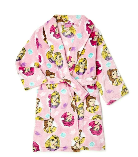DISNEY PRINCESS GIRLS Pajama Robe 6 6X 7 8 10 12 Rapunzel Belle Ariel