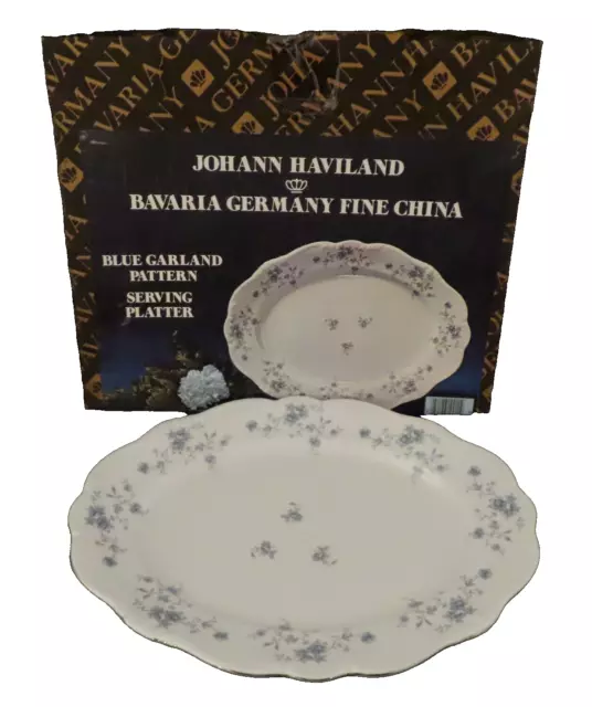 Johann Haviland Blue Garland Covered 13 in Platter Bavaria New in Box Vintage